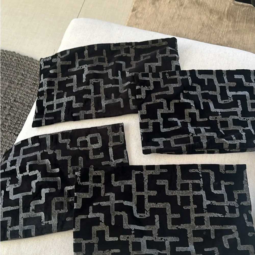 Restoration Hardware Black and Gray Patterned Pillows. Set of 4 covers.